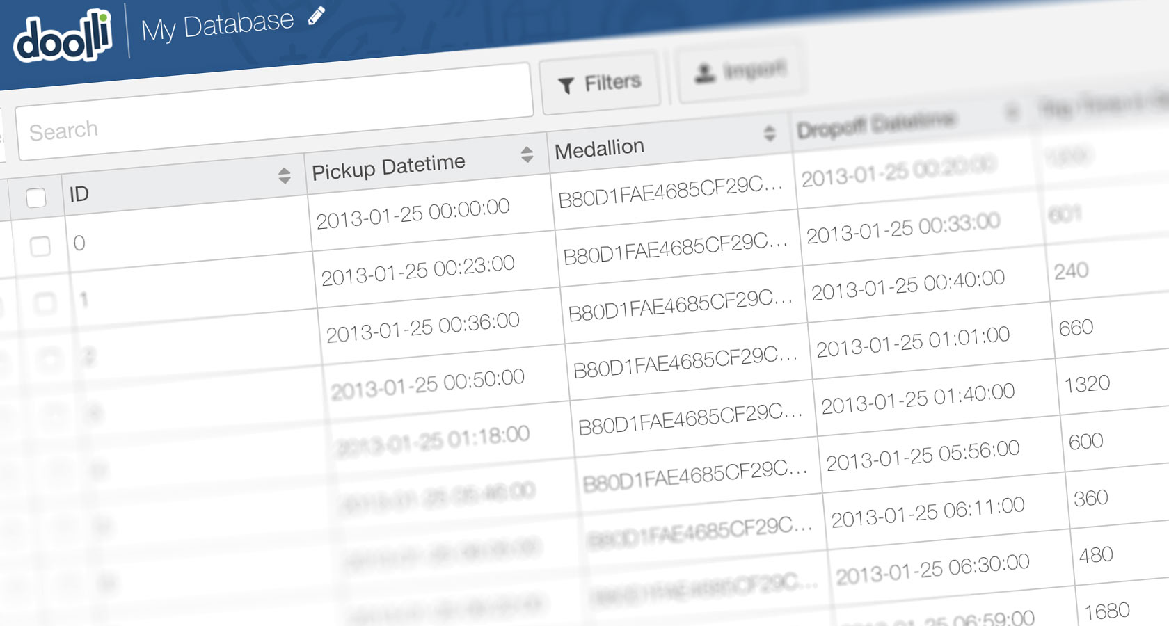 Doolli Database Screenshot