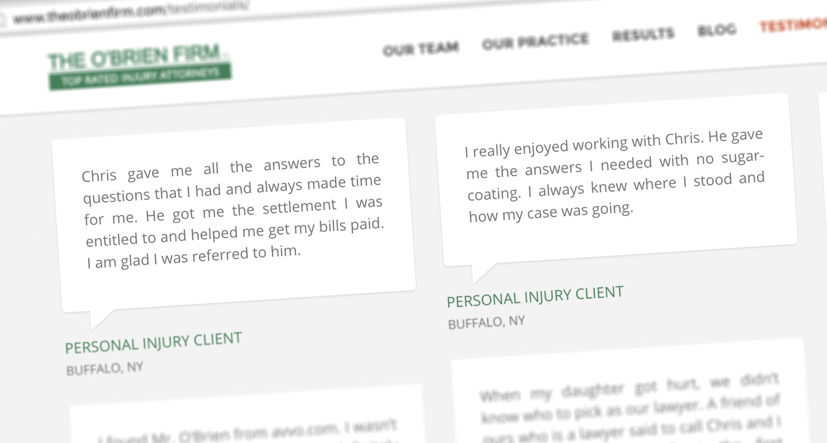 O'Brien Testimonial Screenshot