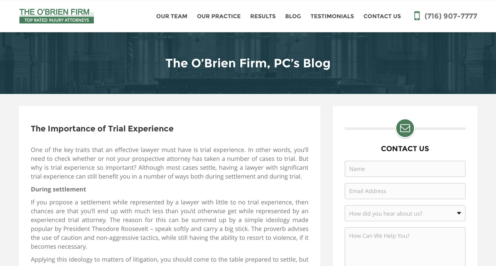 O'Brien Blog Screenshot